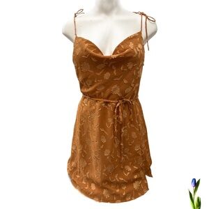 Endless Blue Elegant Rust color Mini Dress